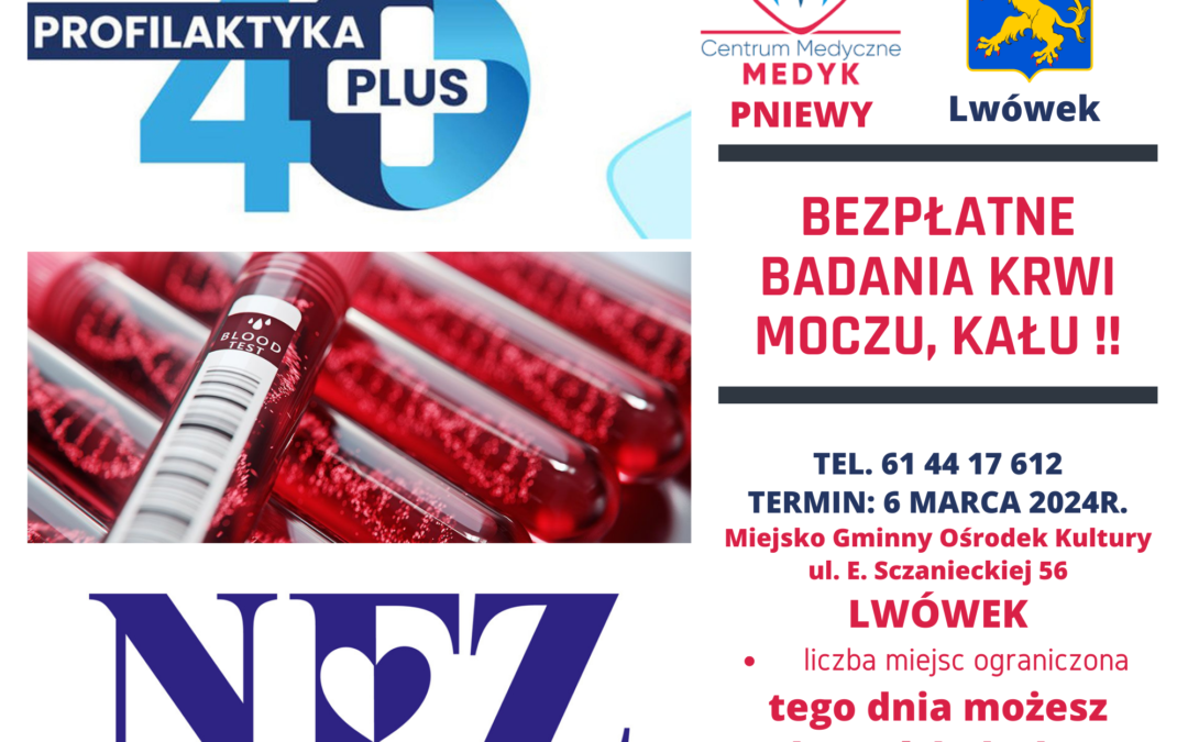 Bezpłatne badania krwi, moczu i kału